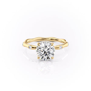 The Samantha Set With A 2 Carat Round 18K Yellow Gold Lab Diamond