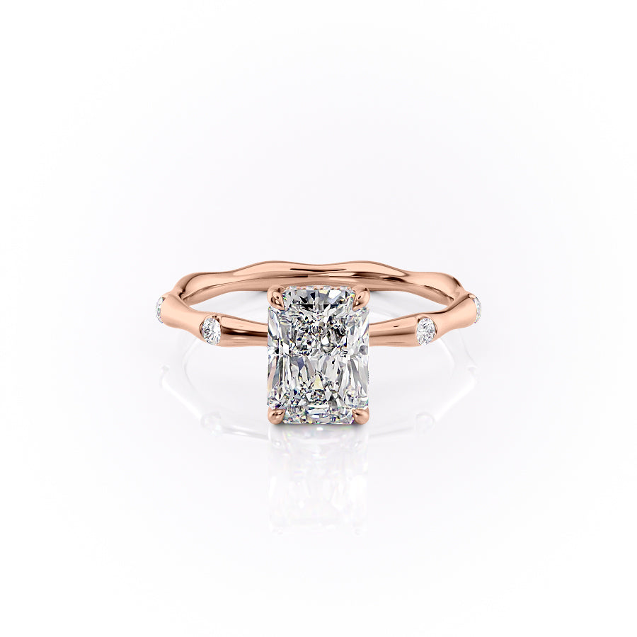 The Samantha Set  With A 3 Carat Radiant 18K Rose Gold Moissanite