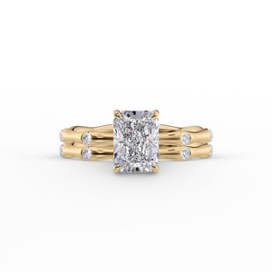 The Samantha Set With A 2.5 Carat Radiant 14K Yellow Gold Lab Diamond