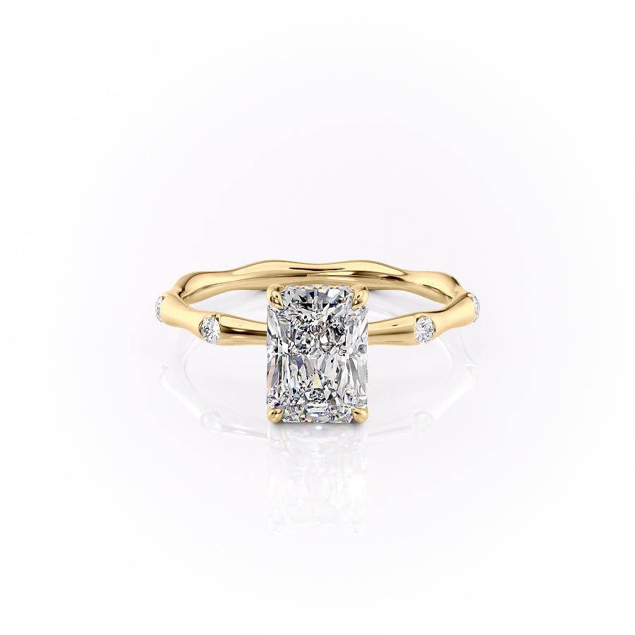 The Samantha Set  With A 5 Carat Radiant 18K Yellow Gold Moissanite