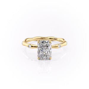 The Samantha Set  With A 3.5 Carat Radiant 18K Yellow Gold Moissanite