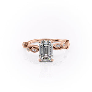 The Robin Set  With A 2.5 Carat Emerald 14K Rose Gold Moissanite