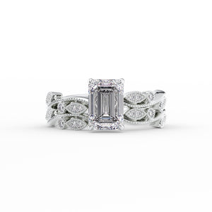 The Robin Set With A 3 Carat Emerald 18K White Gold Lab Diamond