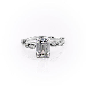 The Robin Set With A 1 Carat Emerald 14K White Gold Lab Diamond
