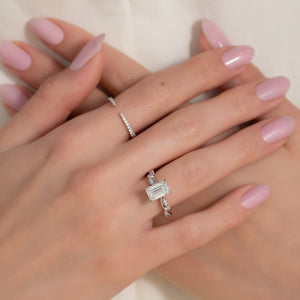 The Robin Set With A 1 Carat Emerald 14K White Gold Lab Diamond