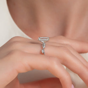 The Robin Set With A 1 Carat Emerald 14K White Gold Lab Diamond