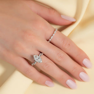 The Robin Set With A 1 Carat Marquise 14K White Gold Lab Diamond