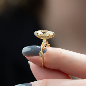 The Robin Set  With A 2 Carat Marquise 18K Yellow Gold Moissanite