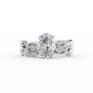 The Robin Set With A 1 Carat Oval 14K White Gold Lab Diamond