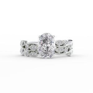 The Robin Set With A 1 Carat Oval 14K White Gold Lab Diamond