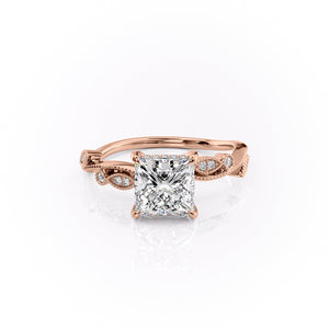 The Robin Set With A 2 Carat Princess 14K Rose Gold Lab Diamond