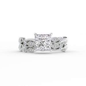 The Robin Set With A 1 Carat Princess 14K White Gold Lab Diamond