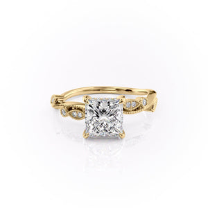 The Robin Set With A 1 Carat Princess 14K Yellow Gold Lab Diamond