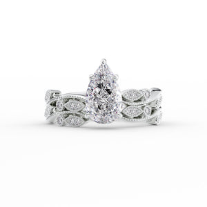 The Robin Set With A 1.5 Carat Pear 18K White Gold Lab Diamond