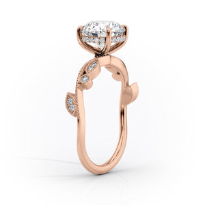 The Robin Set  With A 3.5 Carat Pear 14K Rose Gold Moissanite