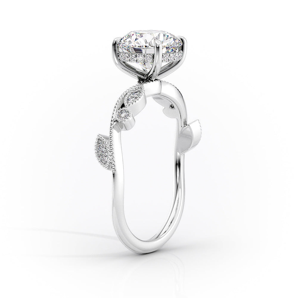 The Robin Set  With A 4.5 Carat Marquise 14K White Gold Moissanite