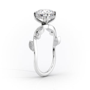 The Robin Set  With A 1.5 Carat Marquise 18K White Gold Moissanite
