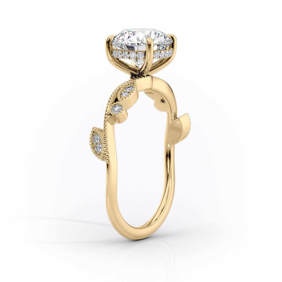 The Robin Set  With A 2.5 Carat Princess 18K Yellow Gold Moissanite
