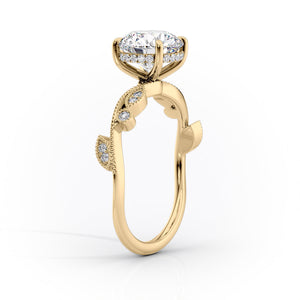 The Robin Set  With A 4 Carat Radiant 14K Yellow Gold Moissanite