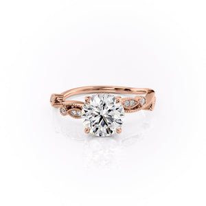 The Robin Set With A 2 Carat Round 14K Rose Gold Lab Diamond