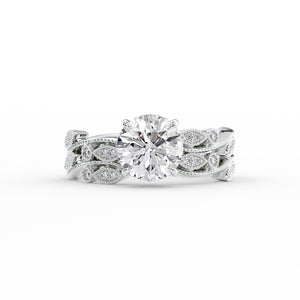 The Robin Set  With A 5 Carat Round 14K White Gold Moissanite
