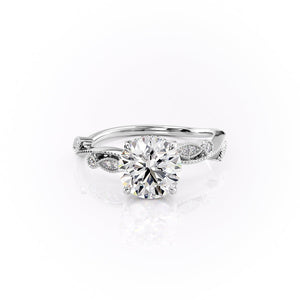 The Robin Set With A 1 Carat Round 18K White Gold Lab Diamond