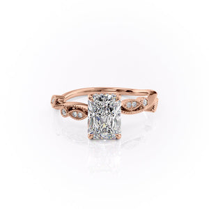 The Robin Set  With A 5 Carat Radiant 18K Rose Gold Moissanite