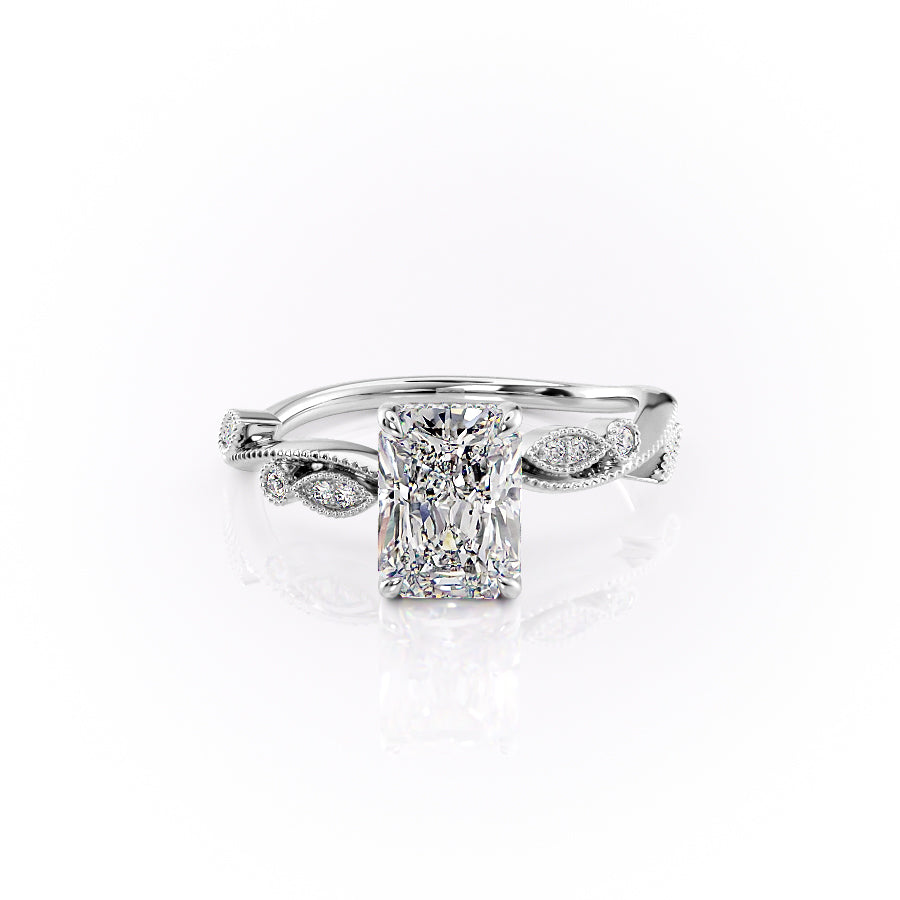 The Robin Set With A 2.5 Carat Radiant 14K White Gold Lab Diamond