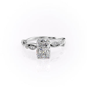 The Robin Set With A 1.5 Carat Radiant 14K White Gold Lab Diamond