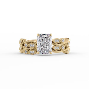 The Robin Set With A 1 Carat Radiant 18K Yellow Gold Lab Diamond