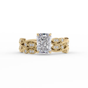 The Robin Set With A 1 Carat Radiant 18K Yellow Gold Lab Diamond