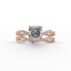The Daisy Set With A 1 Carat Cushion 14K Rose Gold Lab Diamond