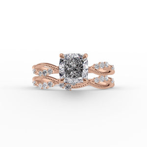 The Daisy Set With A 1.5 Carat Cushion 14K Rose Gold Lab Diamond