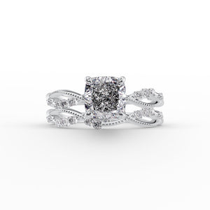 The Daisy Set With A 1 Carat Cushion 18K White Gold Lab Diamond