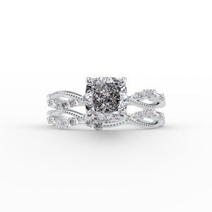 The Daisy Set With A 1.5 Carat Cushion 14K White Gold Lab Diamond