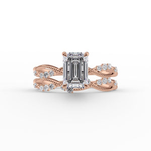The Daisy Set With A 1 Carat Emerald 14K Rose Gold Lab Diamond