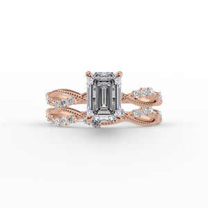 The Daisy Set With A 1.5 Carat Emerald 14K Rose Gold Lab Diamond