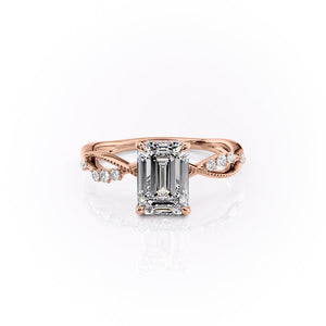 The Daisy Set With A 1.5 Carat Emerald 14K Rose Gold Lab Diamond
