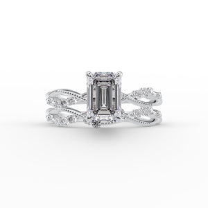 The Daisy Set With A 1 Carat Emerald 18K White Gold Lab Diamond