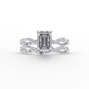 The Daisy Set With A 1 Carat Emerald 14K White Gold Lab Diamond