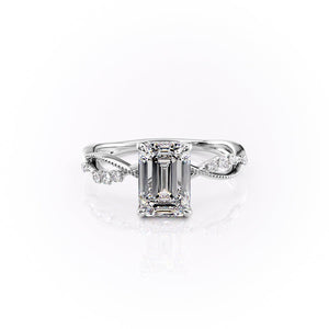 The Daisy Set With A 2.5 Carat Emerald 14K White Gold Lab Diamond