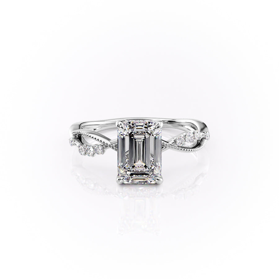 The Daisy Set With A 1 Carat Emerald 18K White Gold Lab Diamond