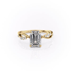 The Daisy Set With A 2 Carat Emerald 18K Yellow Gold Lab Diamond