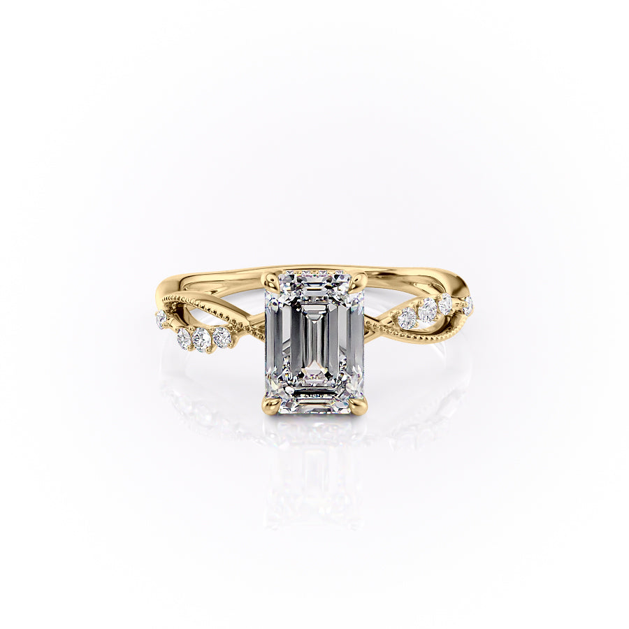 The Daisy Set With A 1 Carat Emerald 18K Yellow Gold Lab Diamond