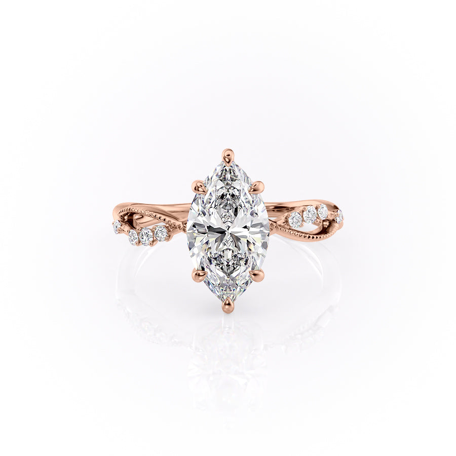 The Daisy Set With A 1.5 Carat Marquise 14K Rose Gold Lab Diamond