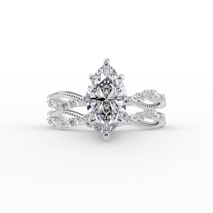 The Daisy Set With A 1 Carat Marquise 18K White Gold Lab Diamond