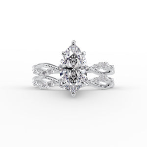 The Daisy Set With A 2 Carat Marquise 18K White Gold Lab Diamond