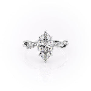 The Daisy Set With A 3 Carat Marquise 14K White Gold Lab Diamond