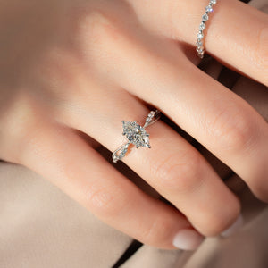 The Daisy Set With A 1 Carat Marquise 18K White Gold Lab Diamond