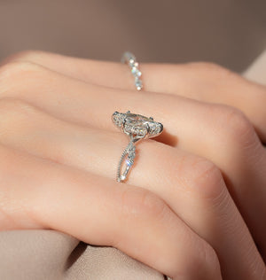 The Daisy Set With A 1 Carat Marquise 18K White Gold Lab Diamond